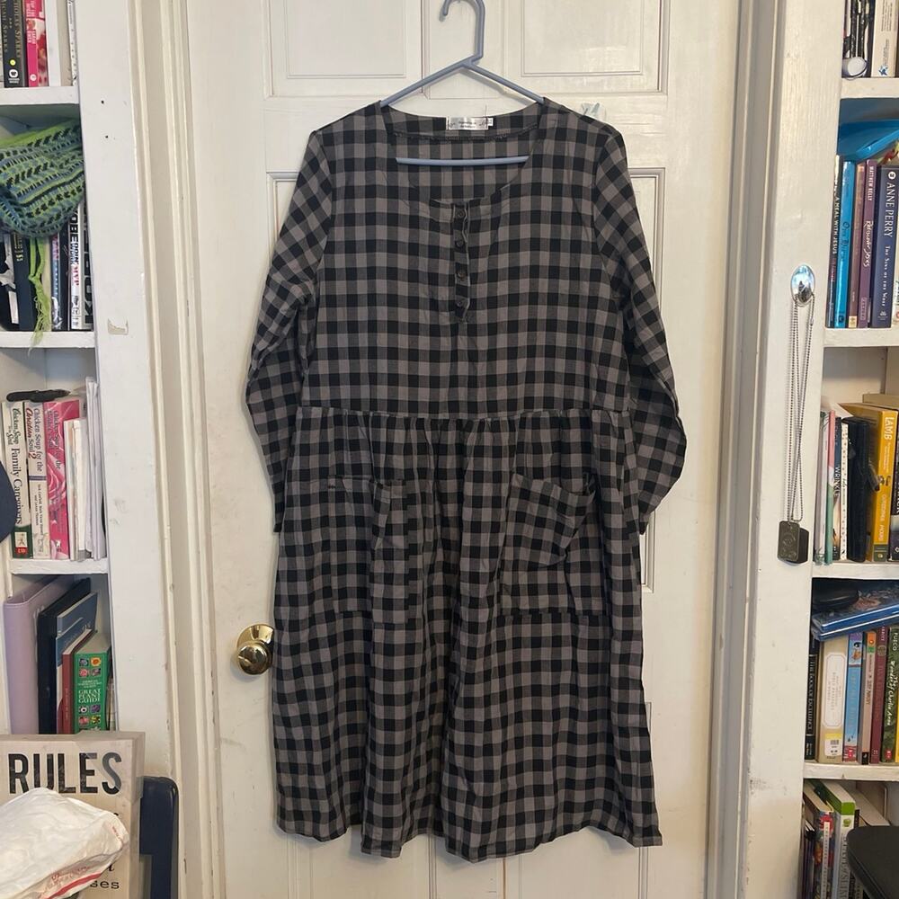 Saree Sari Plaid Black white dress size xl